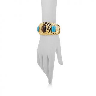 Hutton Wilkinson Statement Jewelry Simulated Turquoise and Simulated Tiger's Ey