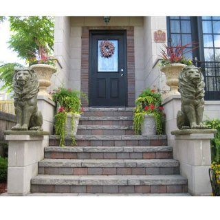 36" Guardian Entryway Lions Statues Solid Cast Stone (Set of 2) Made in USA  Outdoor Statues  Patio, Lawn & Garden