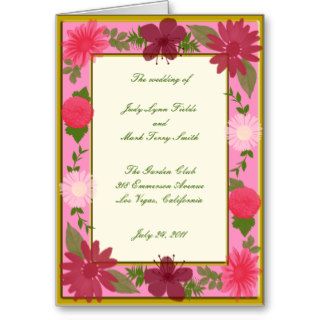 Pink Flowers Custom Program Card