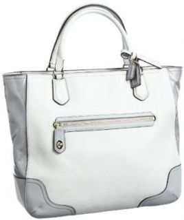 Coach Poppy Colorblock Leather Small Blaire Tote (Light Grey) Shoes