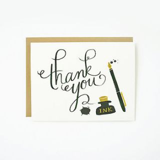 set of ten ink blot 'thank you' cards by fox and star