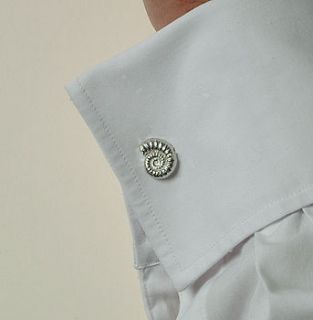 ammonite fossil cufflinks by glover & smith