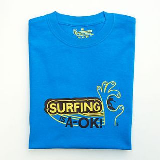 surfing is a ok mens t shirt by tee and toast