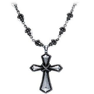 Oxidized Sterling Silver Stigma Gothic Cross Necklace Jewelry