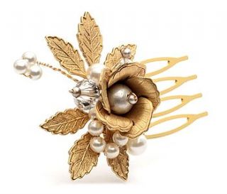 sissinghurst gold rose hair comb by cherished