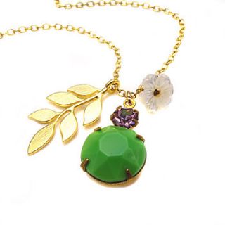 vintage green glass stone necklace by eve&fox