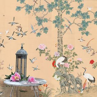 the chinese garden chinoiserie wallpaper by peacock and piano