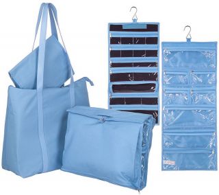 Set of 4 Travel Organizers and Tote Bag by Lori Greiner —