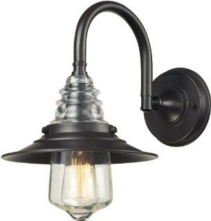 Elk 66812 1 9 by 14 Inch Insulator Glass 1 Light Wall Sconce, Oiled Bronze Finish    