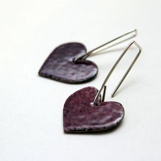 heart enamel earrings by lora wyn