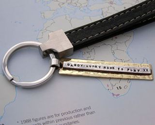 personalised silver and brass key ring by soremi