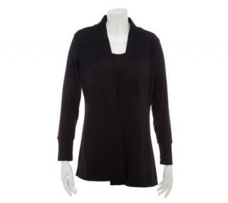 Liz Claiborne New York Open Front Knit Cardigan with Shell —