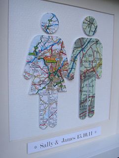 personalised couple map picture by little bird designs