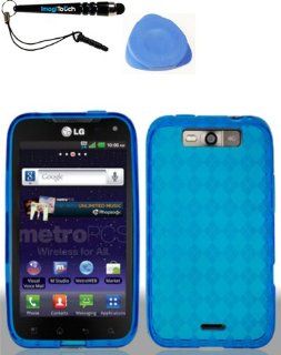 IMAGITOUCH(TM) 3 Item Combo LG MS840 Connect 4G LS840 ViperFlexible TPU Crystal Skin Sleeve Blue Case Cover Phone Protector (Stylus pen, Pry Tool, Phone Cover) Cell Phones & Accessories