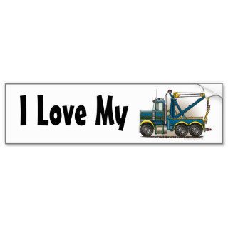 "Blue Tow Truck Wrecker, I Love My Bumper Sticker"
