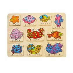 Puzzled Raised Puzzle Ocean Life Math Wooden Puzzle Toy Puzzles