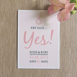 'she said yes' save the date invitation by project pretty