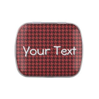 Red and Black Houndstooth Text Template Candy Tin