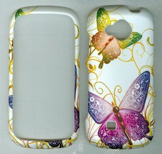 White Purple Butterfly Faceplate Hard Case Protector for Verizon Samsung Reality Sch u370 Cell Phones & Accessories