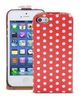 Katecase New Red PU Leather Polka Dot Pattern Flip Cover Case For iPhone 5 5S Cell Phones & Accessories