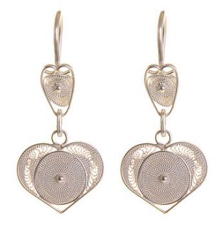 silver filigree heart earrings by ethical trading company