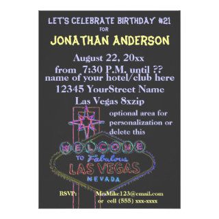 Las Vegas Strip Sign 21st Birthday Invites