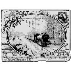 Stampendous Christmas Cling Rubber Stamp   Train Postcard Clear & Cling Stamps