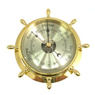 German Precision Ship Wheel Design Barometer Tarnish Proof   Boat Clocks And Barometers