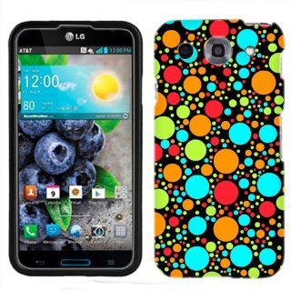 LG Optimus G PRO Multi Color Dots on Black Phone Case Cover Cell Phones & Accessories