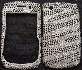 FULL DIAMOND CRYSTAL STONES COVER CASE FOR BLACKBERRY CURVE 8520 8530 9300 SILVER ZEBRA Cell Phones & Accessories