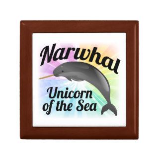 Narwhal Unicorn of the Sea, Cute Rainbow Jewelry Box