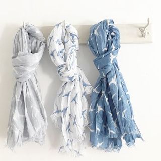 cotton swallow print scarf by lilac coast