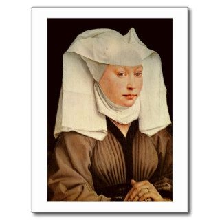 Portrait of a Young Woman in a Pinned Hat, c.1435 Postcard