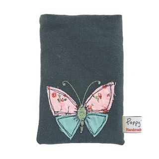 embroidered phone case butterfly by poppy treffry