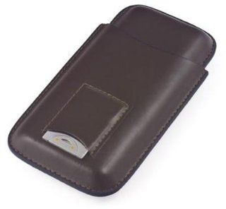 New 3 Count (Brown) Cigar pocket leather case travel humidor & cutter (FK 369BR)  Pocket Humador  