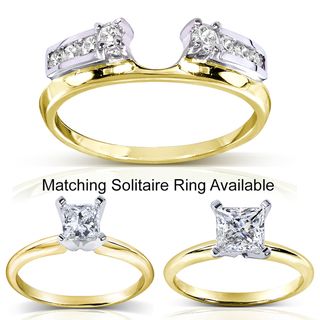 Annello 14k Two tone Gold Round Cut Diamond Wrap or Princess Cut Solitaire Ring (H I, I1 I2) Annello Wraps & Guards