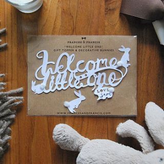 'welcome little one' paper cut gift topper by frances & francis