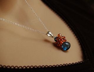 london blue topaz silver necklace by prisha jewels