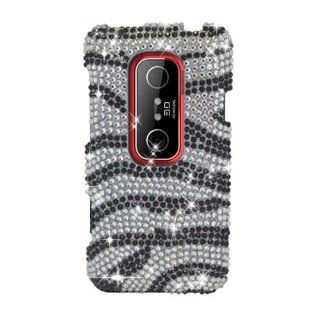 Eagle Cell PDHTCEVO3DF370 RingBling Brilliant Diamond Case for HTC EVO 3D/EVO V 4G   Retail Packaging   Black/Siver Zebra Cell Phones & Accessories