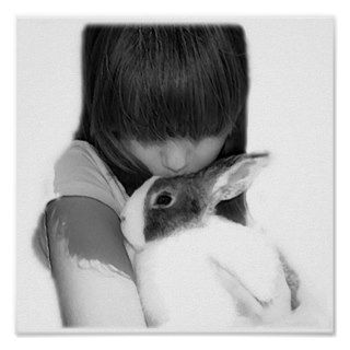 Girl kissing Dutch bunny rabbit Posters