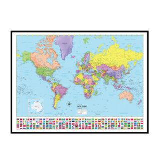 Universal Map World Advanced Political Mounted Framed Wall Map