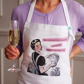 personalised 'married life' apron by catherine colebrook