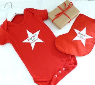 personalised christmas baby grow gift set by tillie mint