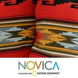 Set of 2 Alpaca Wool 'Red Sea' Cushion Covers (Peru) Novica Pillow Covers