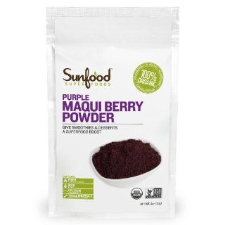Sunfood Maqui Berry Powder, Certified Organic, Non GMO Verified, Vegan, Raw, 4oz  Nutritional Supplements And Vitamins  Grocery & Gourmet Food