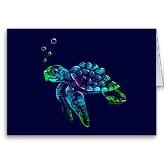Fine Art Scratchboard Sea Turtle Greeting Cards