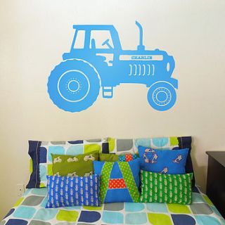 personalised tractor vinyl wall sticker by oakdene designs