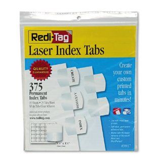 Redi Tag 39017   Laser Printable Index Tabs, 1 1/8 x 1 1/4, White, 375/Pack RTG39017