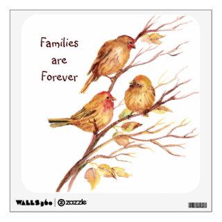 Families Forever Quote Cute Sparrow Bird Family Wall Decal