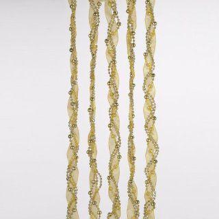 9' Gold Twist Beaded Ribbon Christmas Garland   Gold Bead Garland Knit
